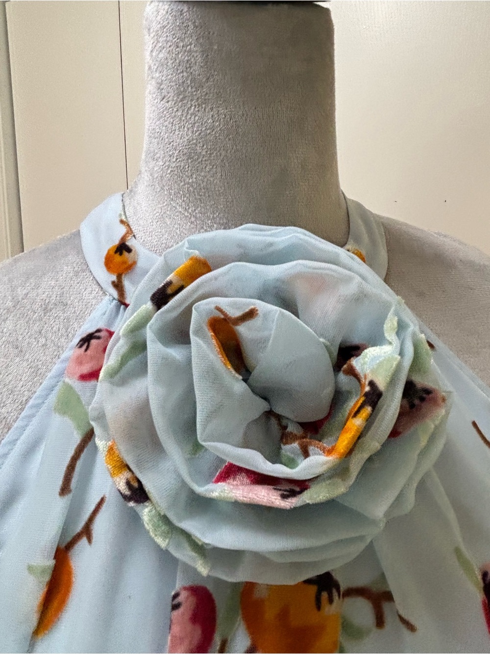 Light Blue Floral Halter Maxi Dress by Sea XL - Picture 3 of 9